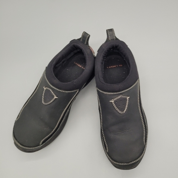 Lands End Shoes Women's 7 D All Weather Black Leather Slip-On Moc Comfort - Picture 2 of 7
